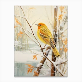 Winter Bird Painting Yellowhammer 2 Canvas Print