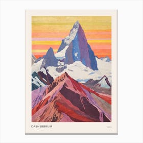Gasherbrum China 1 Colourful Mountain Illustration Poster Canvas Print