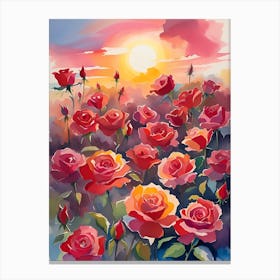 Roses At Sunset 1 Canvas Print