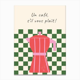 Un Cafe S'Il Vous Plait Green Canvas Print