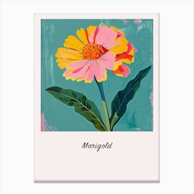 Marigold 1 Square Flower Illustration Poster Canvas Print