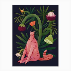 Pink Leopard In A Tropical Fantasy Canvas Print