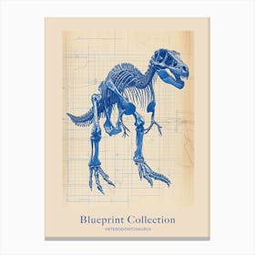 Heterodontosaurus Skeleton Blue Print Style Poster Canvas Print
