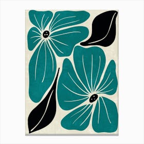 Teal Flowers Canvas Print