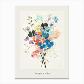 Forget Me Not 3 Collage Flower Bouquet Poster Canvas Print