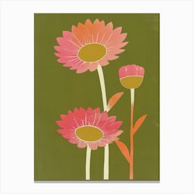 Pink & Green Sunflower 1 Canvas Print
