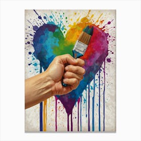 Heart With Paint Brush Canvas Print