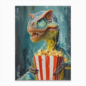 Dinosaur With Popcorn Brushstroke 2 Canvas Print