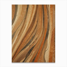 Abstract art with wavy brown and black lines Canvas Print