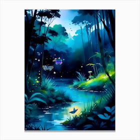 Jungle Night 1 Botanical Art Print 1 Canvas Print