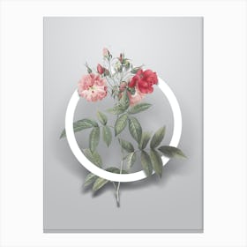 Vintage Hudson Rose Minimalist Floral Geometric Circle on Soft Gray n.0257 Canvas Print