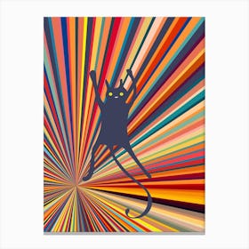 Dancing Cat In The Rainbow Canvas Print