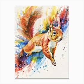 Flying Squirrel Colourful Watercolour 4 Canvas Print