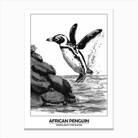 Penguin Diving Into The Water Poster 1 Canvas Print