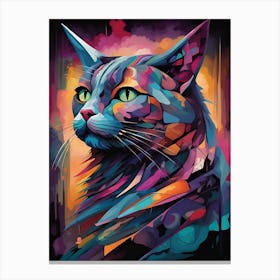 Colorful Cat Painting Canvas Print