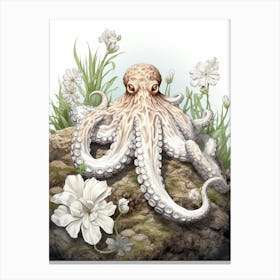 Coconut Octopus Illustration 9 Canvas Print