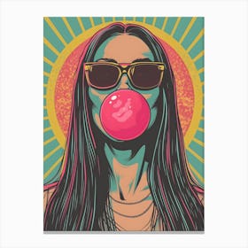 Pop Girl Blowing Bubble Gum Canvas Print