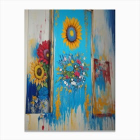 Sunflowers On The Door Canvas Print