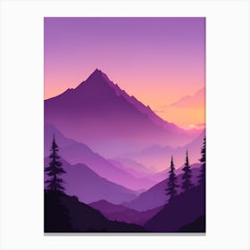 Misty Mountains Vertical Composition In Purple Tone 32 Canvas Print