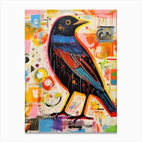 Colourful Bird Painting Blackbird 3 Canvas Print