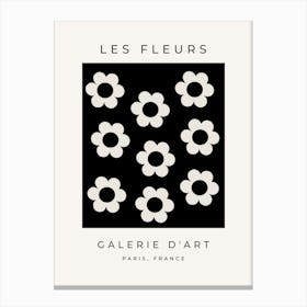 Les Fleurs | 02 - Black And White Flower Abstract Floral Canvas Print