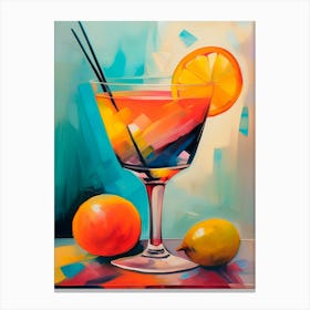 Delicious Cocktail With Lemons In Bright Colours Canvas Print