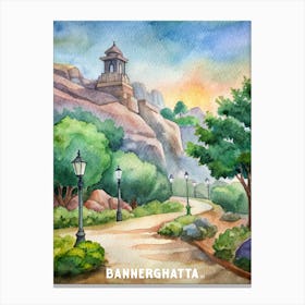 Bannerghatta National Park Watercolor Painting Canvas Print