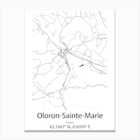 Oloron Sainte Marie,France Minimalist Map Canvas Print