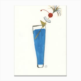 Blue Cocktail - alcohol drink bar cafe hand painted Canvas Print