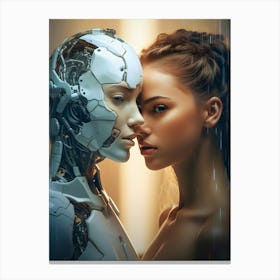 Harmonious Human-Robot Encounter Canvas Print