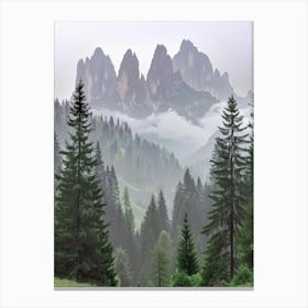 Dolomite Mountains In Fog Canvas Print