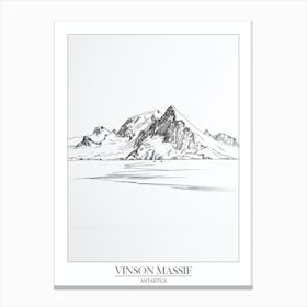 Vinson Massif Antarctica Line Drawing 3 Poster Canvas Print