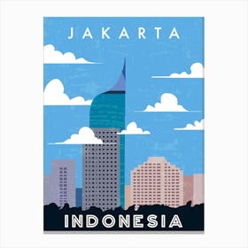 Jakarta, Indonesia — Retro travel minimalist poster 1 Canvas Print