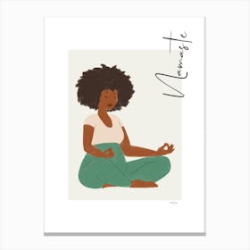 Namaste VII - person, yoga, namaste, silhouette, self love, minimalistic, pastel, boho, spirituality, yoga pose, yogi, mural, illustration, fine art, mindfulness Canvas Print