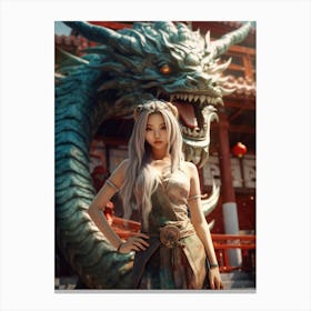 Chinese Girl With Dragon 10 Canvas Print