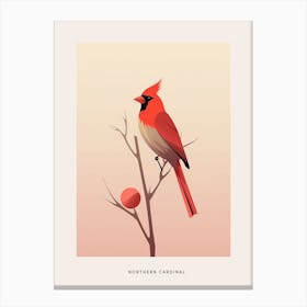 Minimalist Northern Cardinal 2 Bird Poster Canvas Print