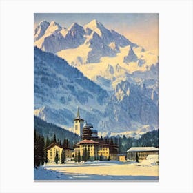 Cortina D'Ampezzo, Italy Ski Resort Vintage Landscape 2 Skiing Poster Canvas Print