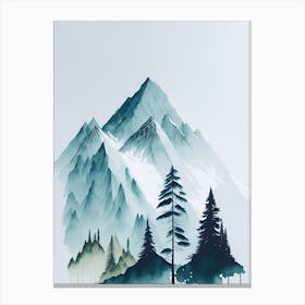 Mountain And Forest In Minimalist Watercolor Vertical Composition 22 Canvas Print