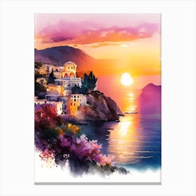 The Amalfi Coast Watercolour 2 Canvas Print