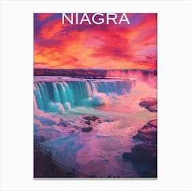 Colourful America travel poster Niagra falls Canvas Print