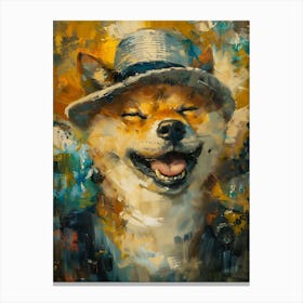 Oil Painting Smiling Shiba Inu 17 Canvas Print