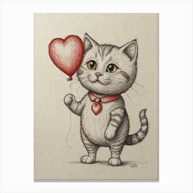 Valentine'S Day Cat 1 Canvas Print