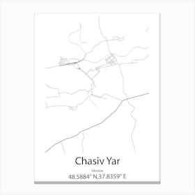 Chasiv Yar,Ukraine Minimalist Map Canvas Print