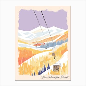 Poster Of Stowe Mountain Resort   Vermont, Usa, Ski Resort Pastel Colours Illustration 0 Canvas Print