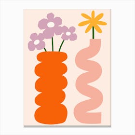 Colorful Flower Vase Print Canvas Print