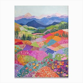 Colorful Landscape With Mountain and Flowers 22 Canvas Print