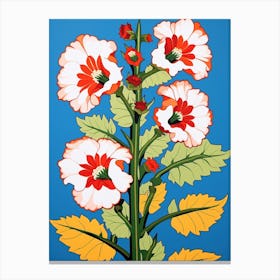 Flower Motif Painting Hollyhock 3 Canvas Print