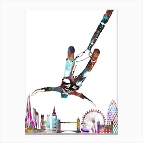 Bungy Jump in London Watercolor Canvas Print
