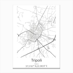 Tripoli,Greece Minimalist Map Canvas Print