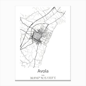 Avola,Italy Minimalist Map Canvas Print